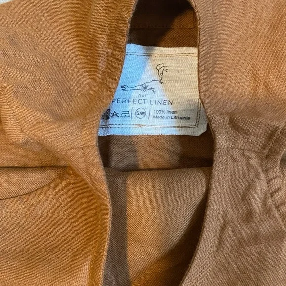 notPERFECTLINEN Sleeveless tank linen BAY-2 top Toast S/M 22” length - Picture 3 of 3